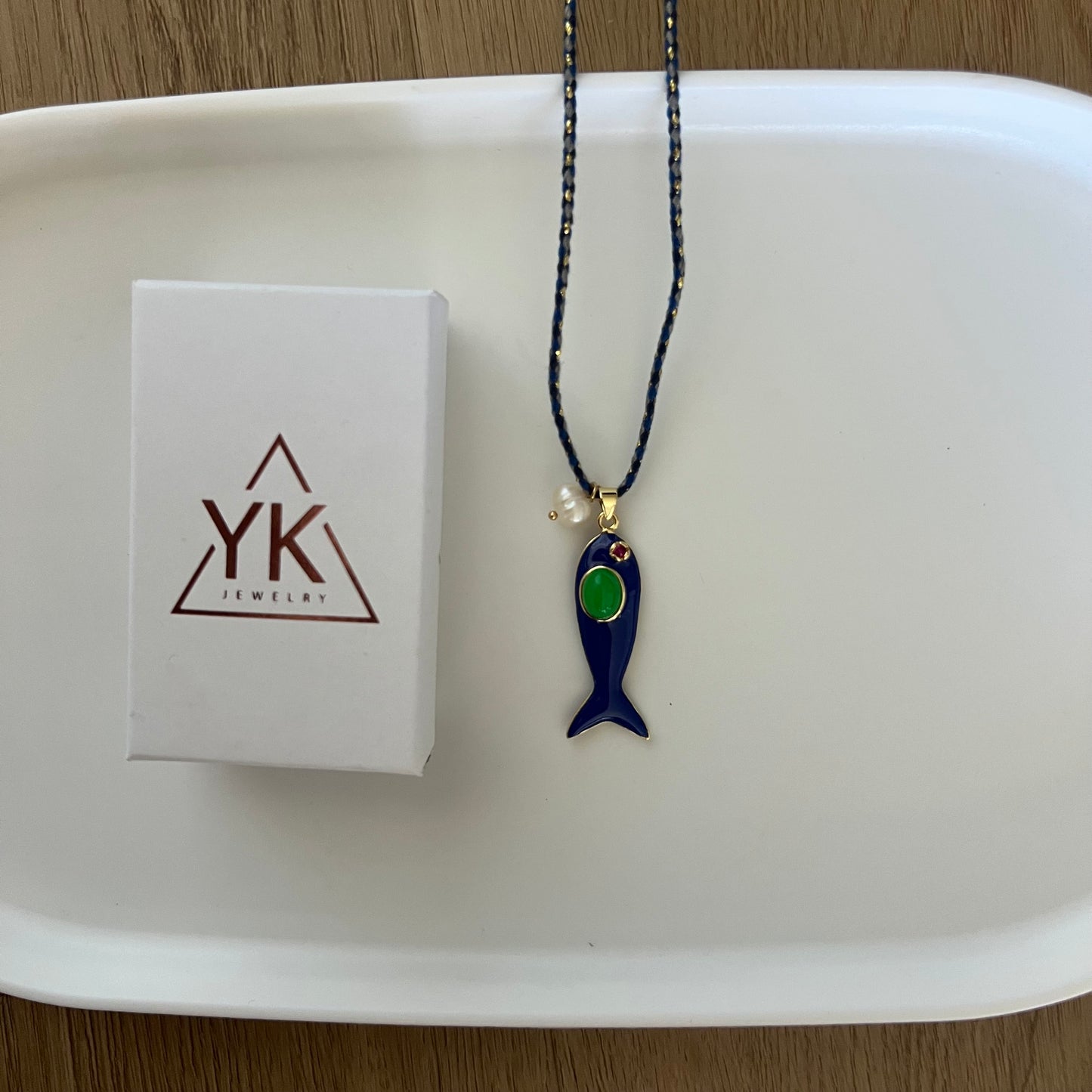 Blue Fish Cord Necklace