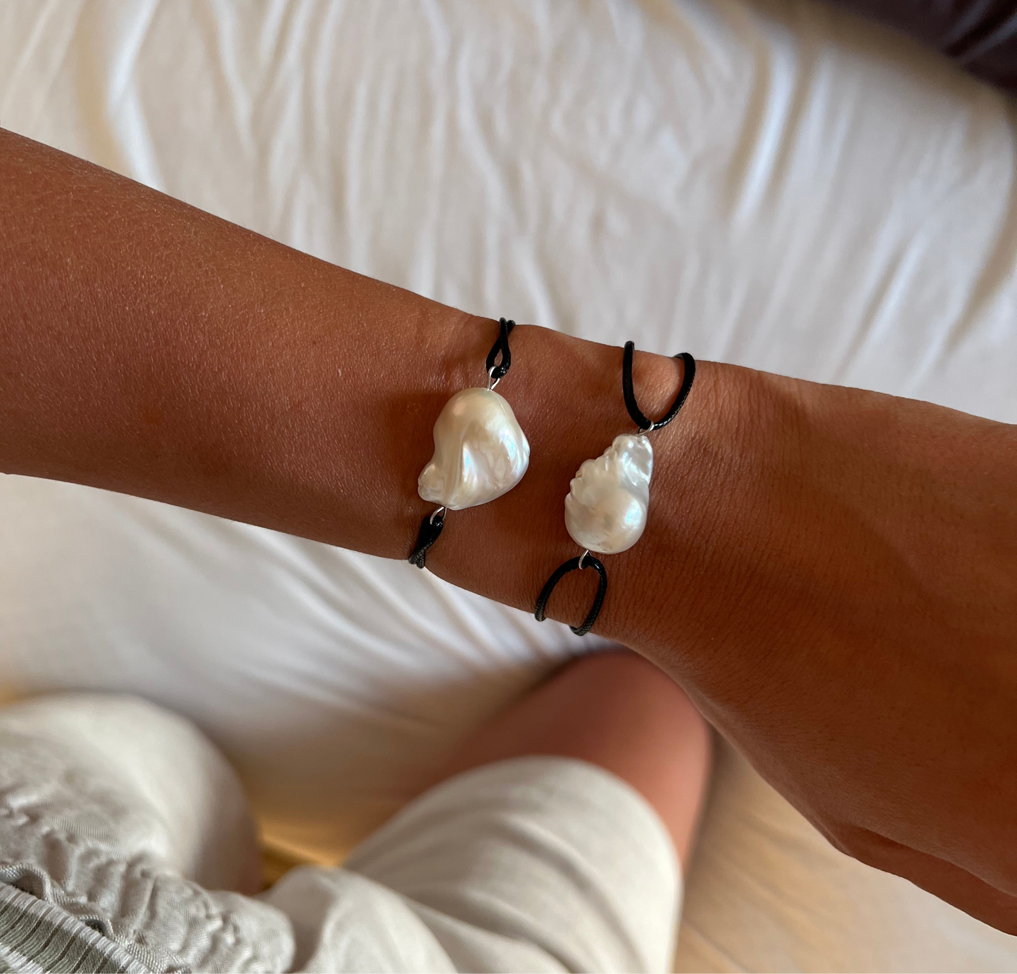 Baroque Pearl Cotton Bracelet