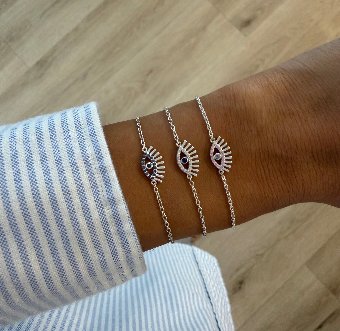 Lapis & Zircon Evil Eye Bracelet