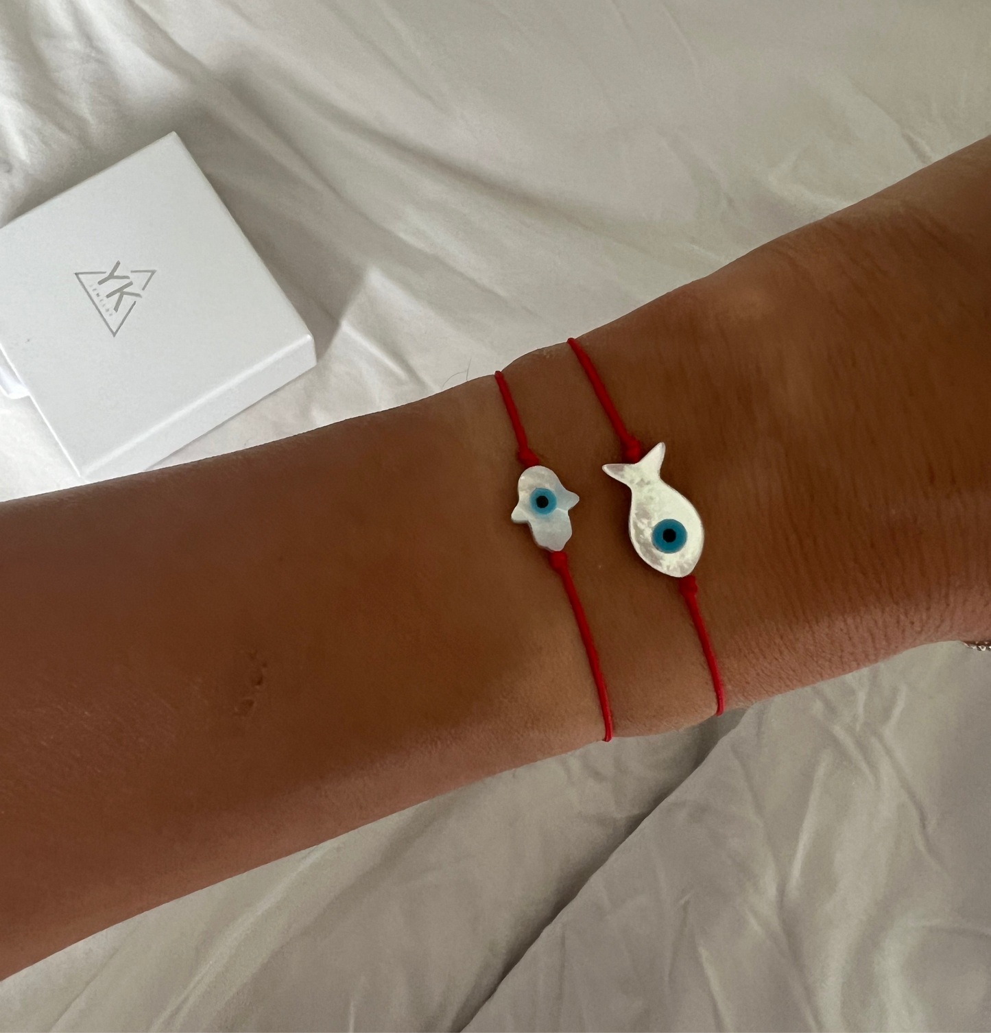 Adjustable Red Cotton Charm Bracelet