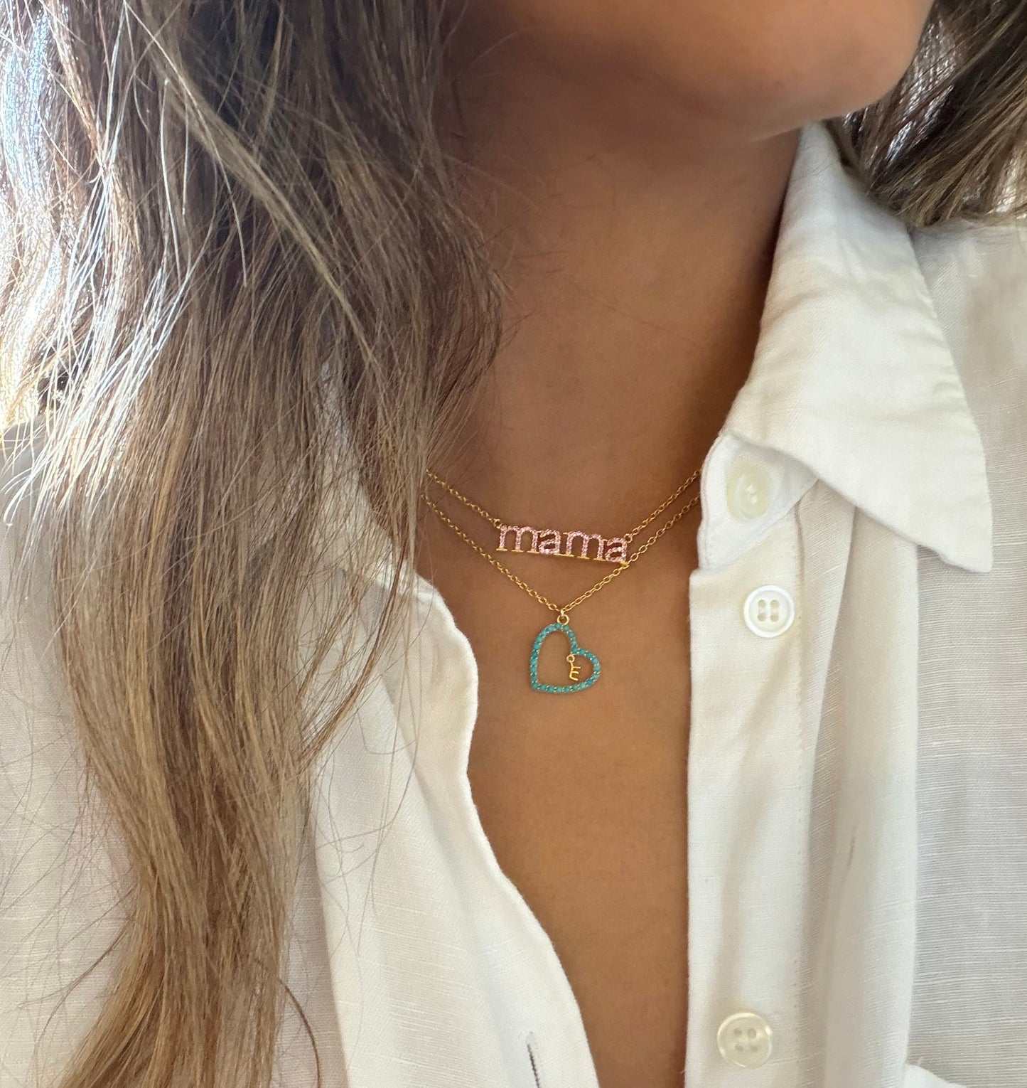 Heart Letter Gemstone Necklace