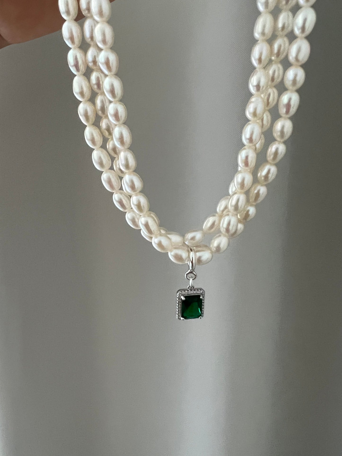 Triple Pearl Necklace with Pendant