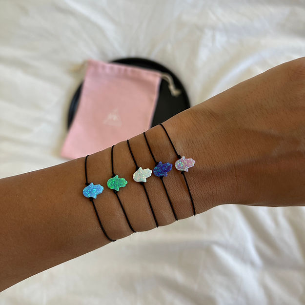 Natural opal hamsa bracelet
