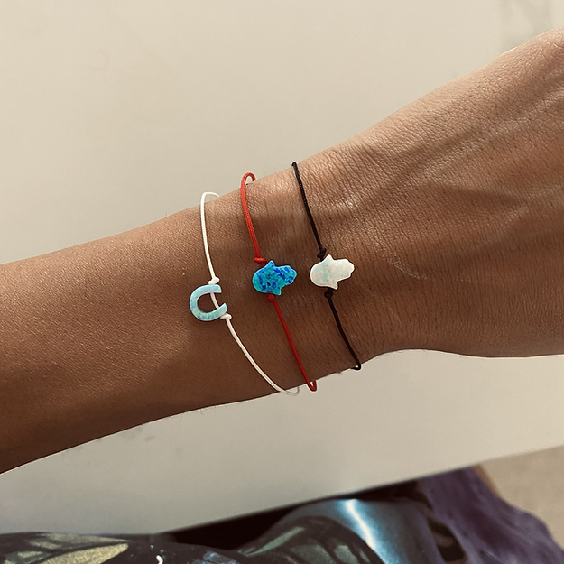 Natural opal hamsa bracelet