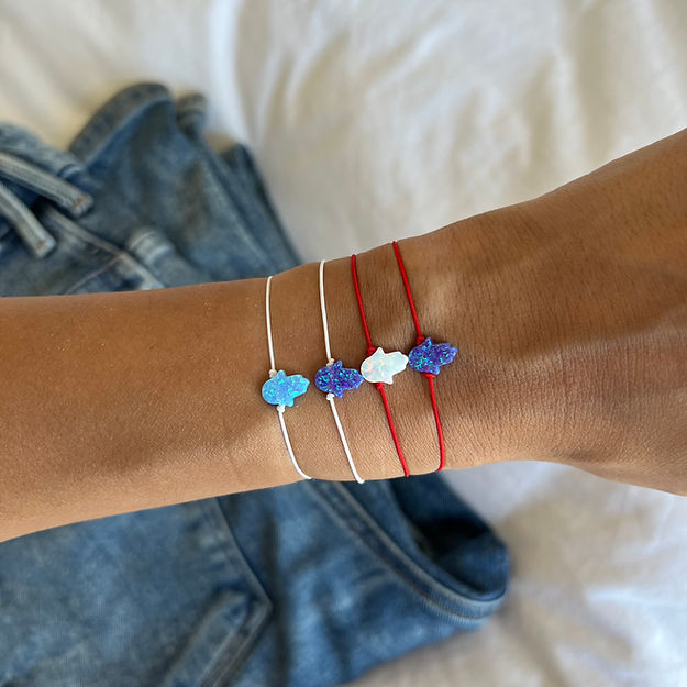 Natural opal hamsa bracelet