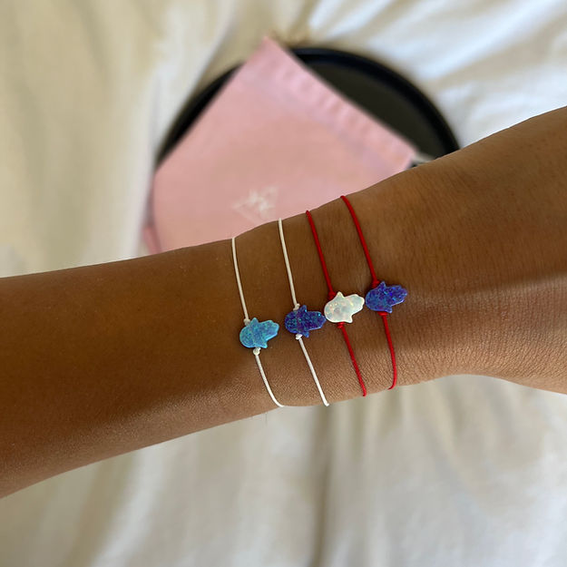 Natural opal hamsa bracelet