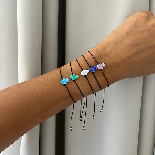 Natural opal hamsa bracelet
