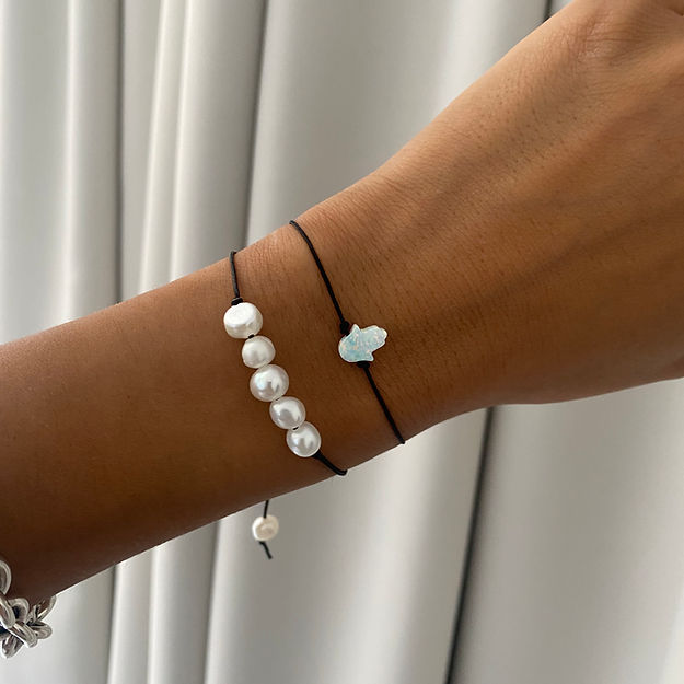 Natural opal hamsa bracelet