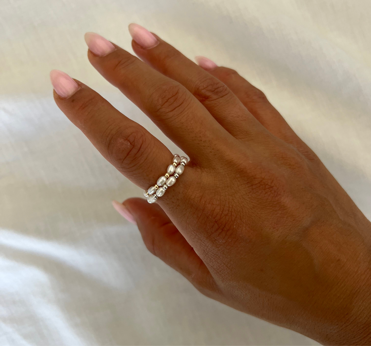 Natural Pearl & Sterling Silver Bead