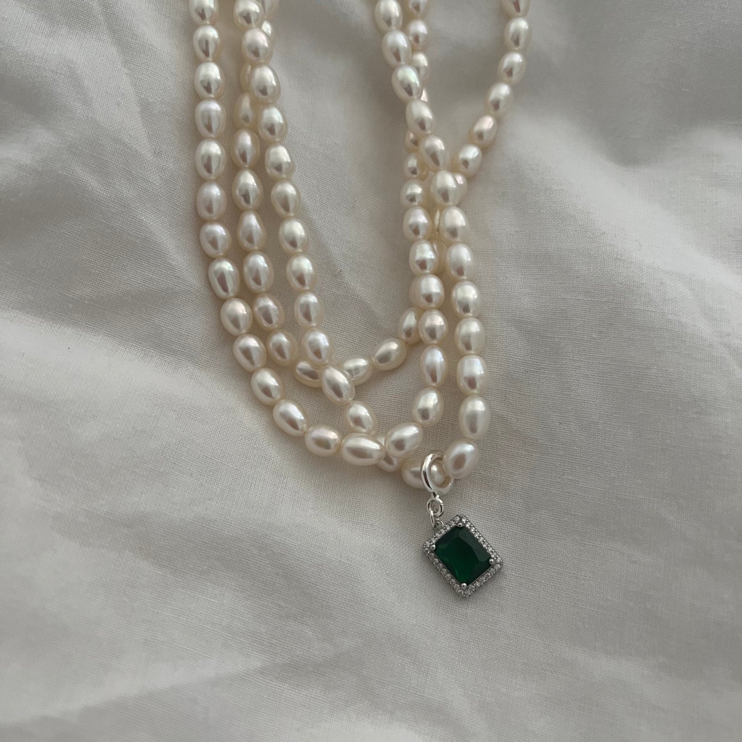 Triple Pearl Necklace with Pendant