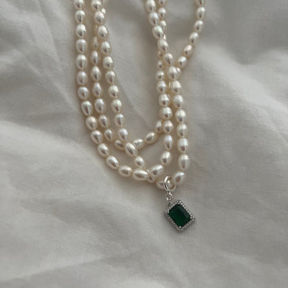Triple Pearl Necklace with Pendant