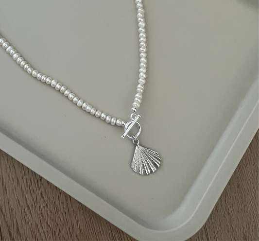 Silver Shell Pearl Necklace