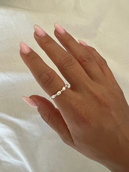 Natural Pearl & Sterling Silver Bead