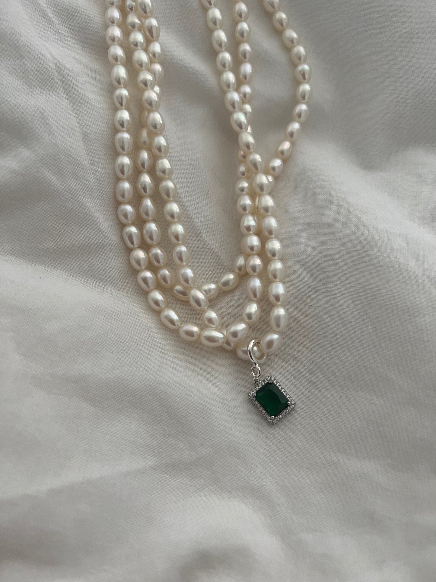 Triple Pearl Necklace with Pendant