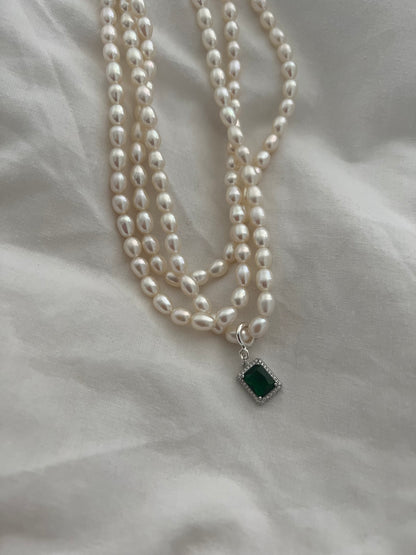 Triple Pearl Necklace with Pendant