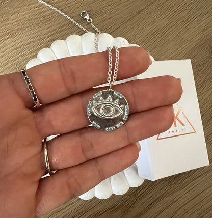 Turquoise Eye Coin Necklace
