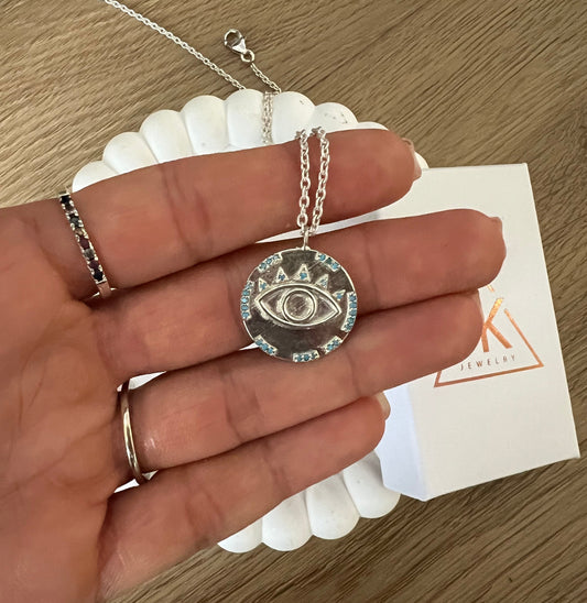 Turquoise Eye Coin Necklace