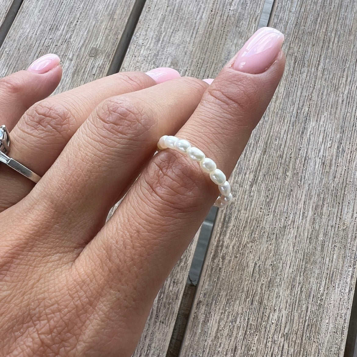 Natural Rice Pearl Ring