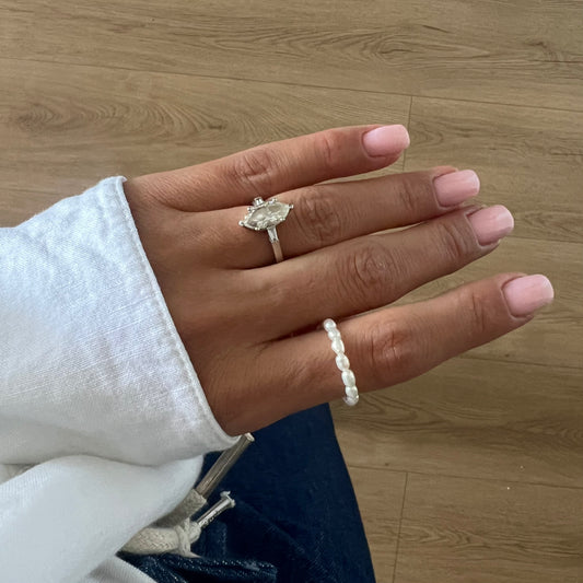 Natural Rice Pearl Ring