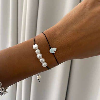 Natural opal hamsa bracelet